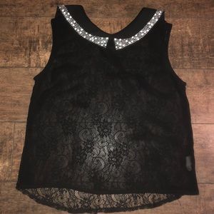 Sheer black rhinestone shirt